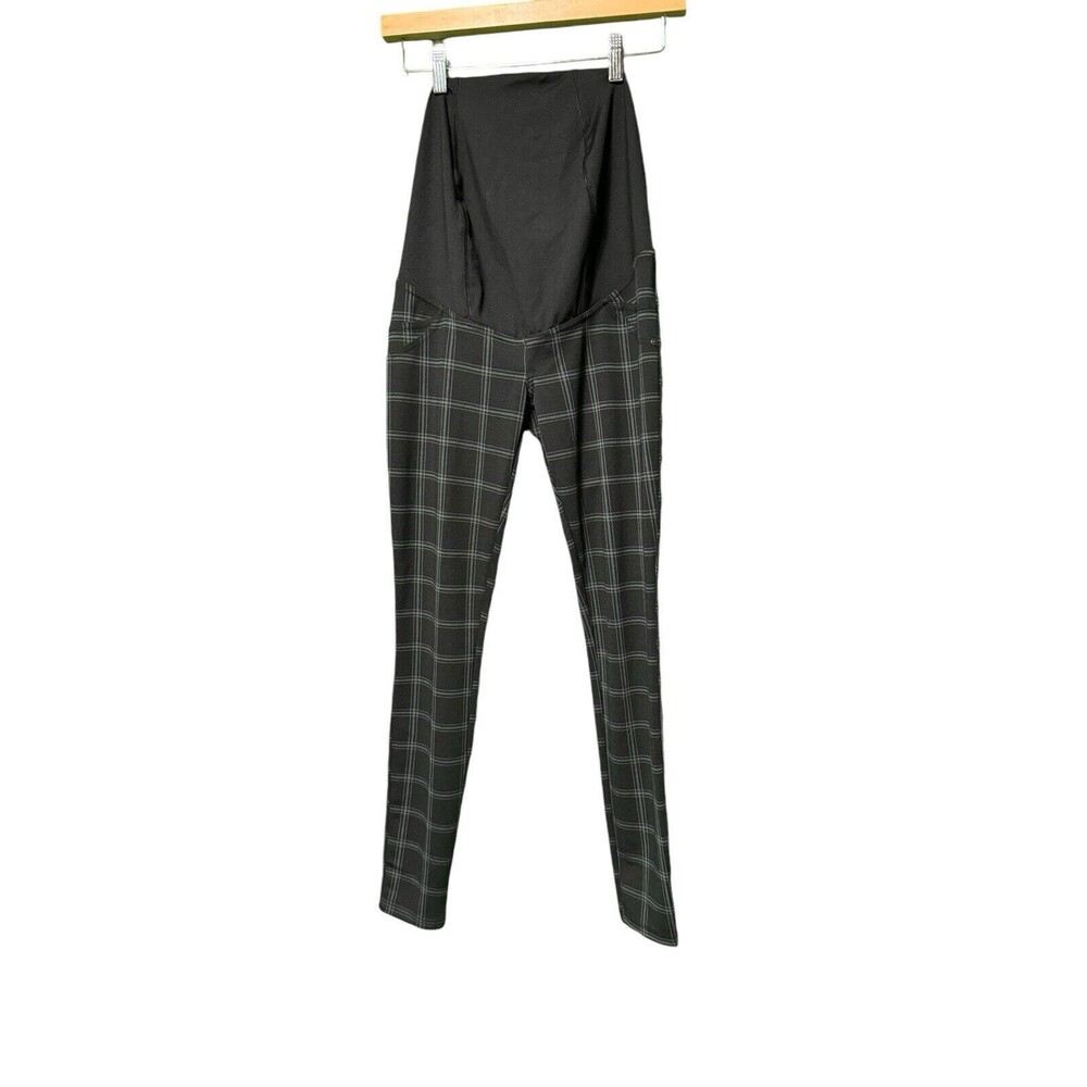 Isabel Maternity XS Black Plaid Stretchy Knit Leggings Pants NWT
